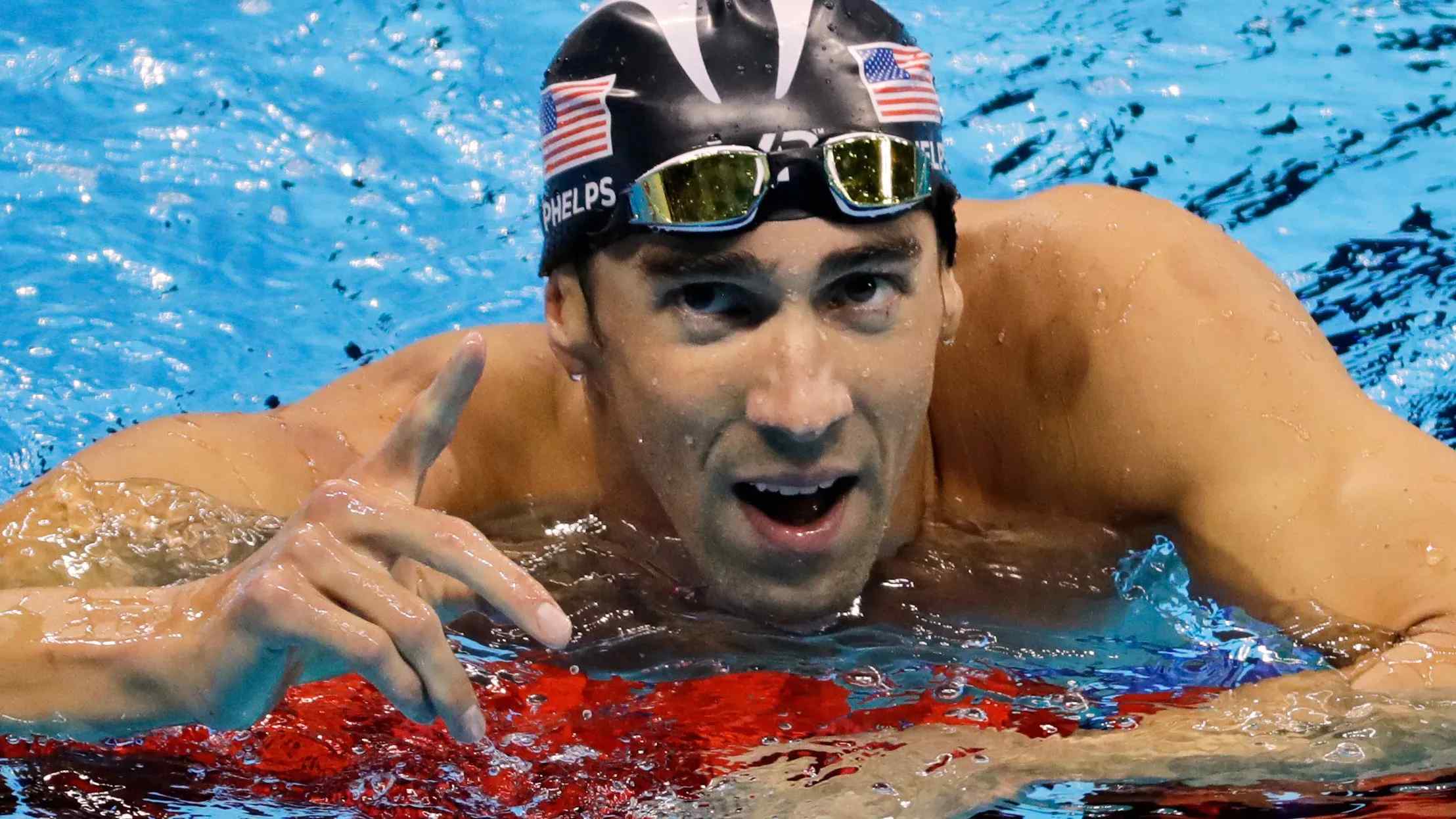 Michael Phelps takes a break from swimming.